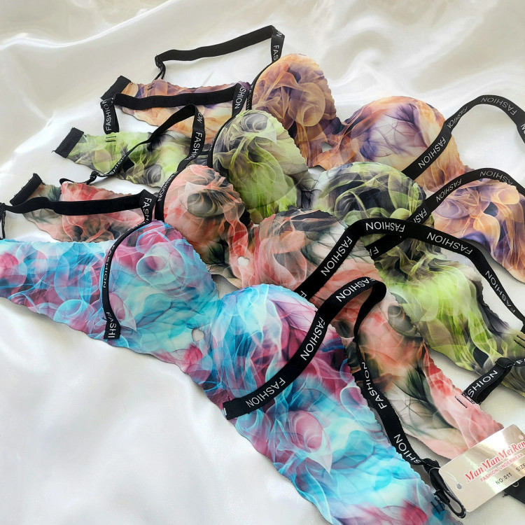 سوتین نیم کاپ دکلته لیزری جک دار طرح آبرنگی حجم دهنده