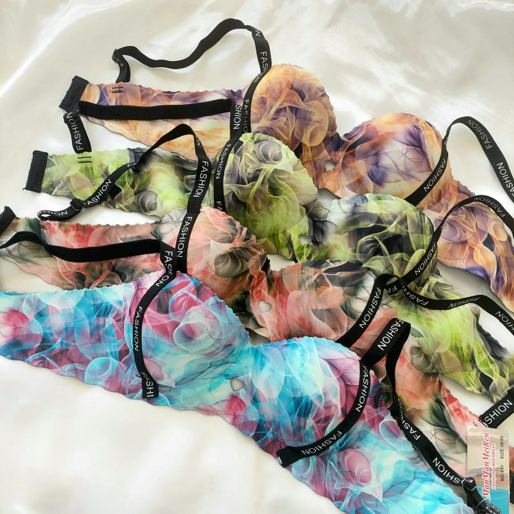 سوتین نیم کاپ دکلته لیزری جک دار طرح آبرنگی حجم دهنده