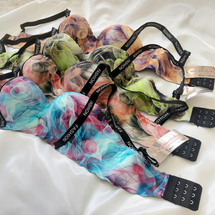 سوتین نیم کاپ دکلته لیزری جک دار طرح آبرنگی حجم دهنده