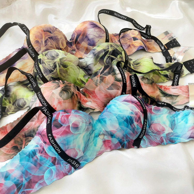 سوتین نیم کاپ دکلته لیزری جک دار طرح آبرنگی حجم دهنده