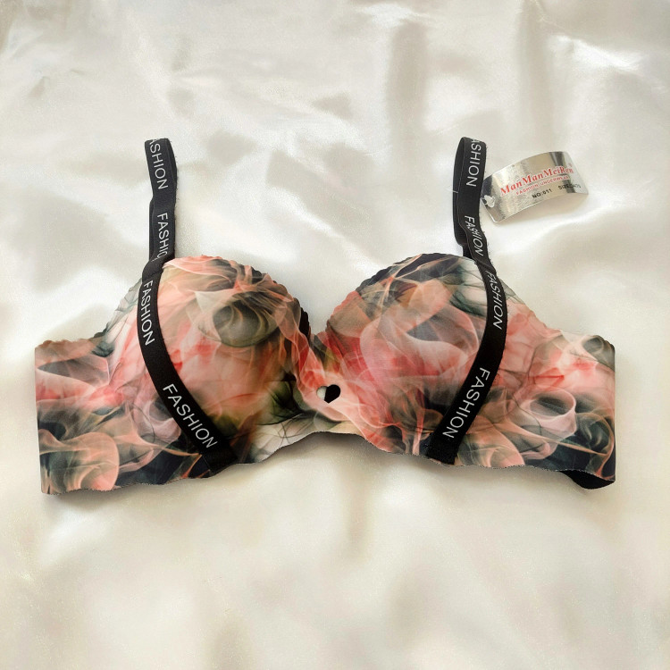 سوتین نیم کاپ دکلته لیزری جک دار طرح آبرنگی حجم دهنده