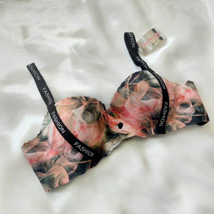 سوتین نیم کاپ دکلته لیزری جک دار طرح آبرنگی حجم دهنده