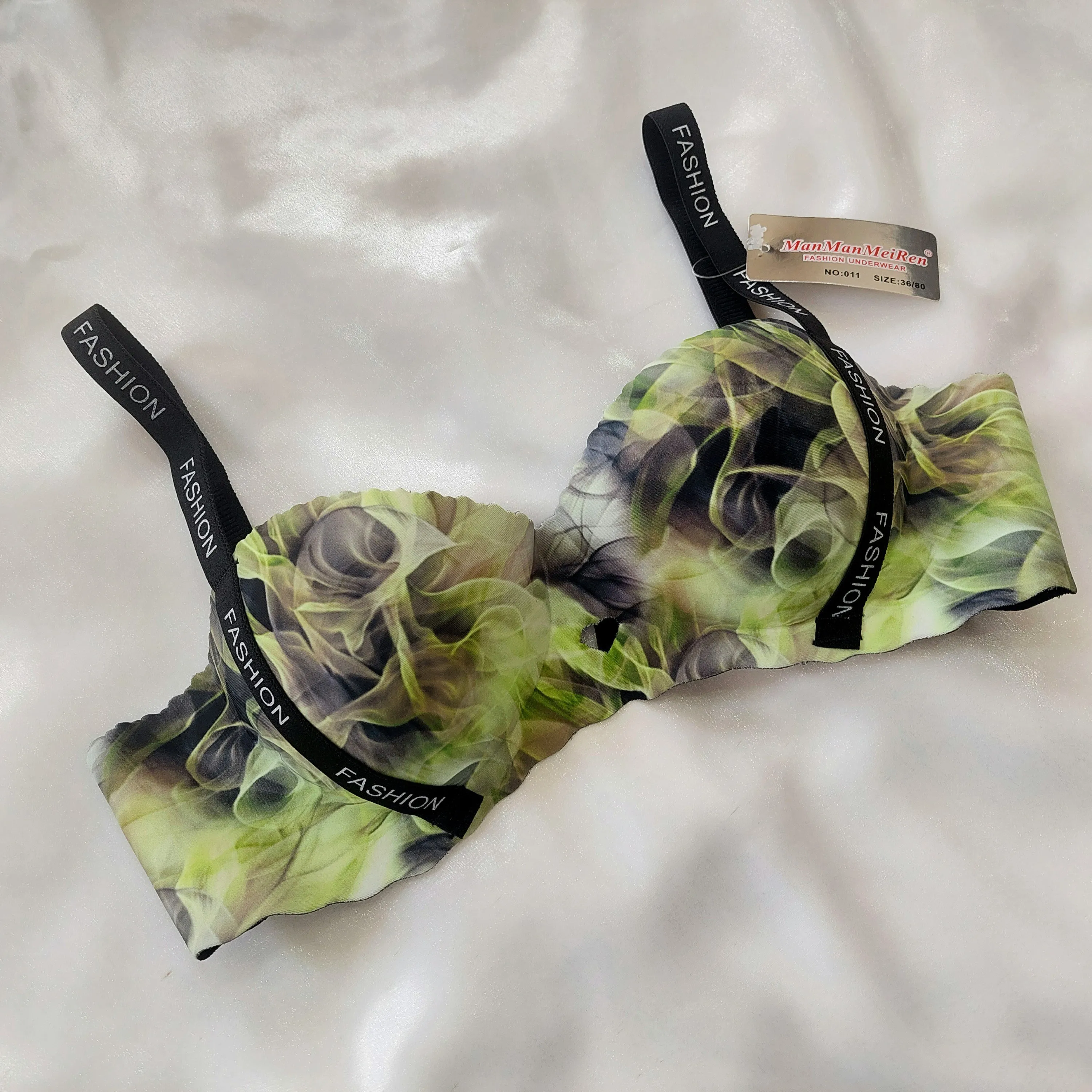 سوتین نیم کاپ دکلته لیزری جک دار طرح آبرنگی حجم دهنده