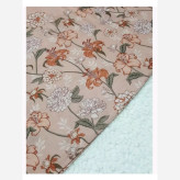 شال و روسری طرح شیدا گلدار کرم روشن حاشیه گلدار نخی 110*110