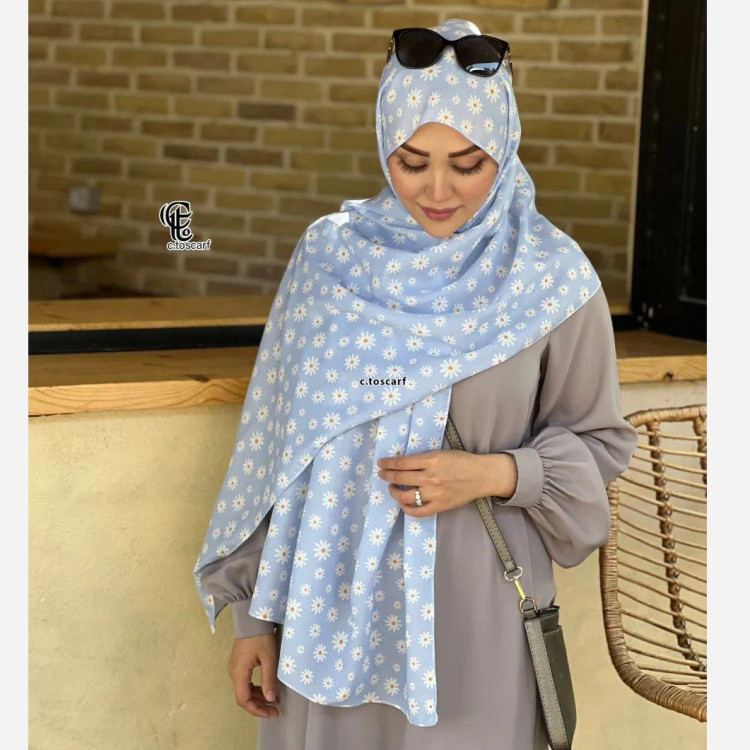 شال نخی گل بابونه طرح دار زنانه قواره بزرگ 200*70