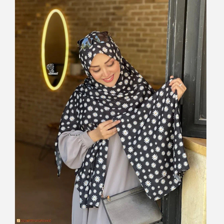 شال نخی گل بابونه طرح دار زنانه قواره بزرگ 200*70