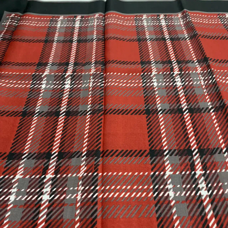 شال نخی طرح دنیز چهارخانه قرمز 140*140 زنانه مجلسی و روزمره