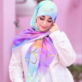 روسری نخی طرح نیلا پاستلی سایز 140 و 115 مناسب ست مادر دختری