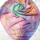 روسری نخی طرح نیلا پاستلی سایز 140 و 115 مناسب ست مادر دختری