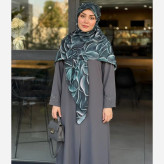 روسری طرح برگ سبز زنانه سایز 140 نخی کاستوم سی تو چرخ دوز