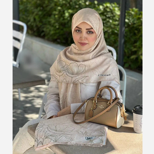 شال نخی طرح ندا قواره بزرگ 140 سانتیمتر زنانه شیک و لطیف