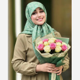 روسری طرح سوگند نخی قواره متوسط ریز نقش مناسب زیر چادر