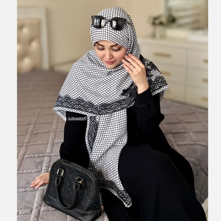 شال و روسری گیپور چاپی دورو طرح دار زنانه شیک مجلسی