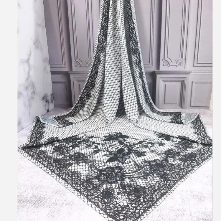 شال و روسری گیپور چاپی دورو طرح دار زنانه شیک مجلسی