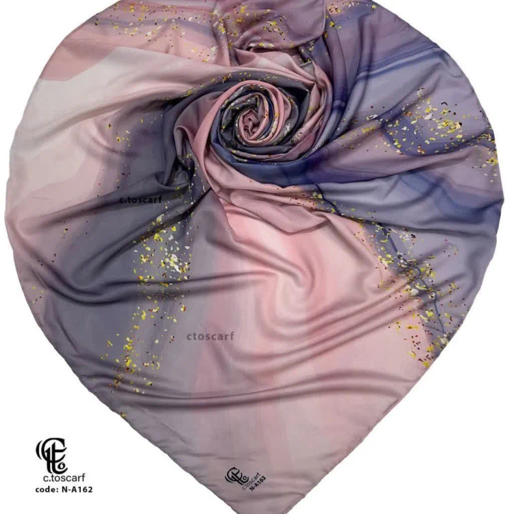 شال و روسری طرح رزین صورتی یاسی و طوسی زنانه نخ کاستوم سیتو چرخ دوز