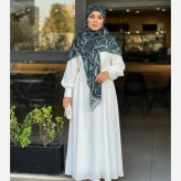 روسری طرح برگ سبز زنانه سایز 140 نخی کاستوم سی تو چرخ دوز