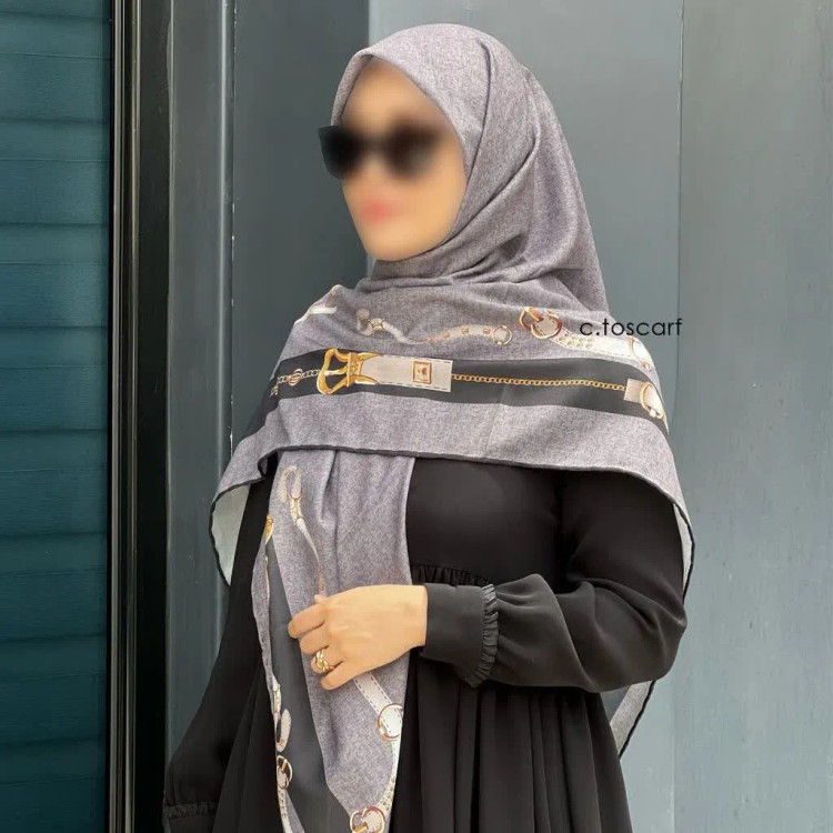 روسری طرح دیانا طوسی قواره بزرگ نخ کاستوم سیتو چرخ دوز زنانه شیک