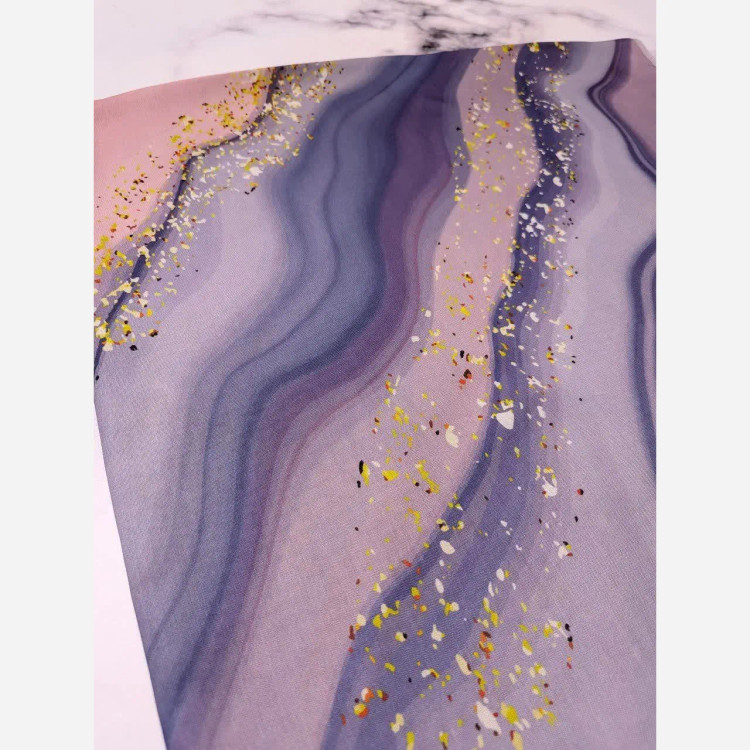 شال و روسری طرح رزین صورتی یاسی و طوسی زنانه نخ کاستوم سیتو چرخ دوز