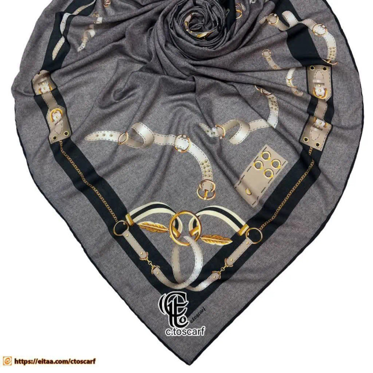 روسری طرح دیانا طوسی قواره بزرگ نخ کاستوم سیتو چرخ دوز زنانه شیک