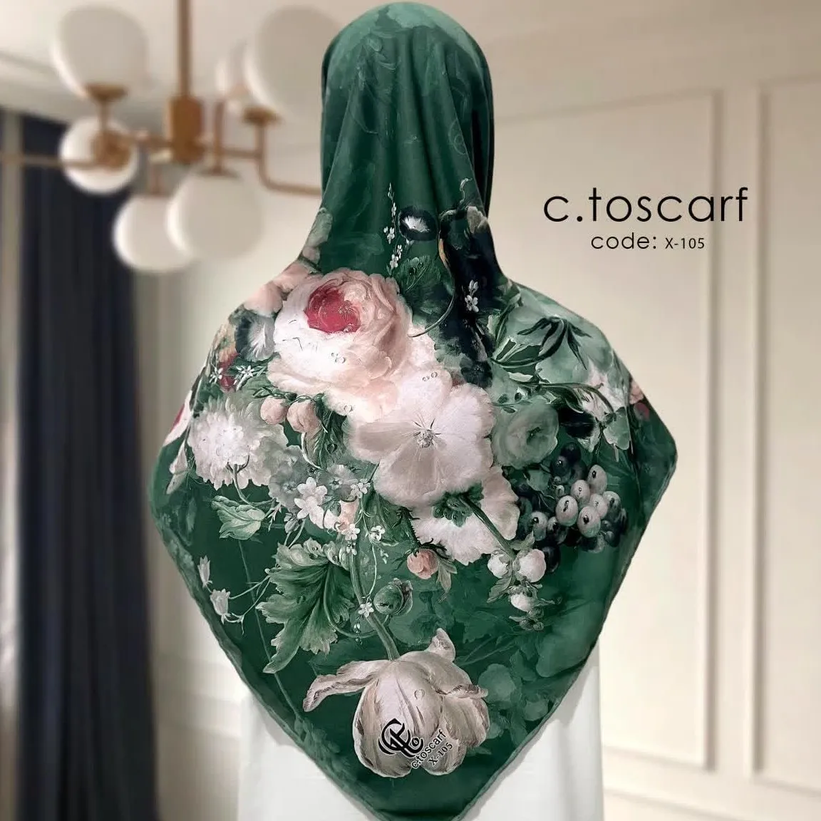 روسری نخی طرح گلدار سایز بزرگ 140x140 - طرح مریم سیتو