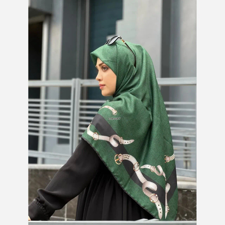 روسری طرح دیانا طوسی قواره بزرگ نخ کاستوم سیتو چرخ دوز زنانه شیک