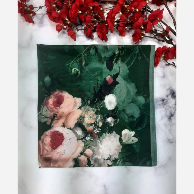 روسری نخی طرح گلدار سایز بزرگ 140x140 - طرح مریم سیتو