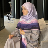 روسری نخی طرح یاس قواره بزرگ 140 سانتیمتر چرخ دوز