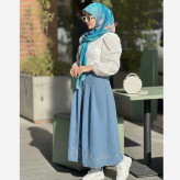 روسری طرح اقیانوس، قواره متوسط، دور دوخت، ساتن ابریشم، شال زنانه مجلسی