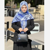 روسری طرح چهارخونه نخی مونالیزا قواره بزرگ 140 سانتیمتر شیک و مجلسی