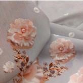 روسری طرح صدف سه بعدی قواره بزرگ 140 نخ کاستوم سیتو دور چرخ دوز