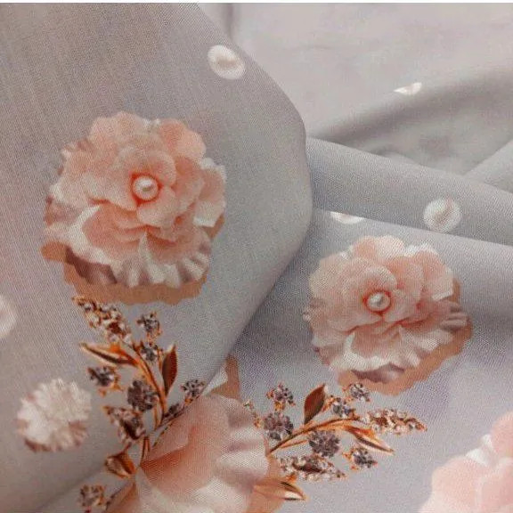 روسری طرح صدف سه بعدی قواره بزرگ 140 نخ کاستوم سیتو دور چرخ دوز