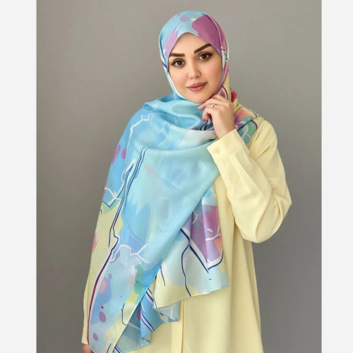 شال نخی کاستوم طرح دار رنگی زنانه - عرض 70 طول 2 متر