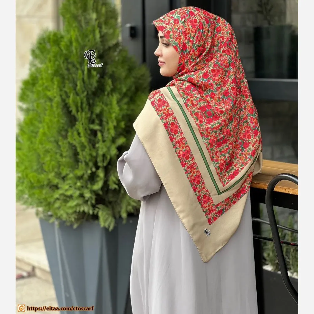 روسری نخی طرح گل ریز سایز 140 | شال و روسری زنانه