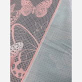 روسری نخی طرح پروانه طوسی صورتی قواره بزرگ 140 سانتیمتر لیز نیست