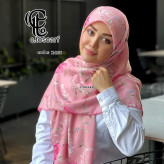 روسری نخی طرح دابل پینک قواره بزرگ 140 سانتیمتر سیتو