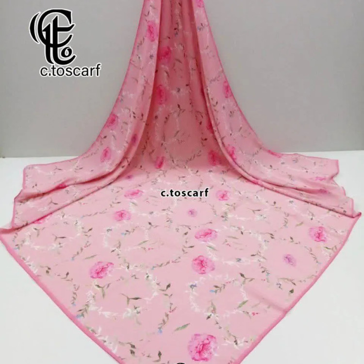 روسری نخی طرح دابل پینک قواره بزرگ 140 سانتیمتر سیتو