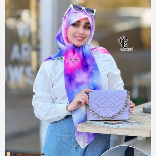 روسری طرح طیفی زنانه، جنس نخ کاستوم سیتو، چرخ دوز، سایز متوسط
