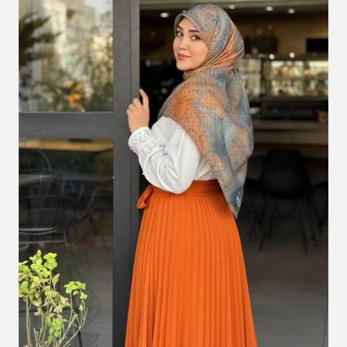روسری طرح طوبی سایز 140 رنگ سال 2026 آجری و تال نخ کاستوم سیتو