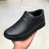 کفش مردانه تمام چرم طبیعی کد 1155 - طبی و راحت - مشکی