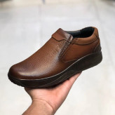 کفش مردانه تمام چرم عسلی طبی راحتی کد 152