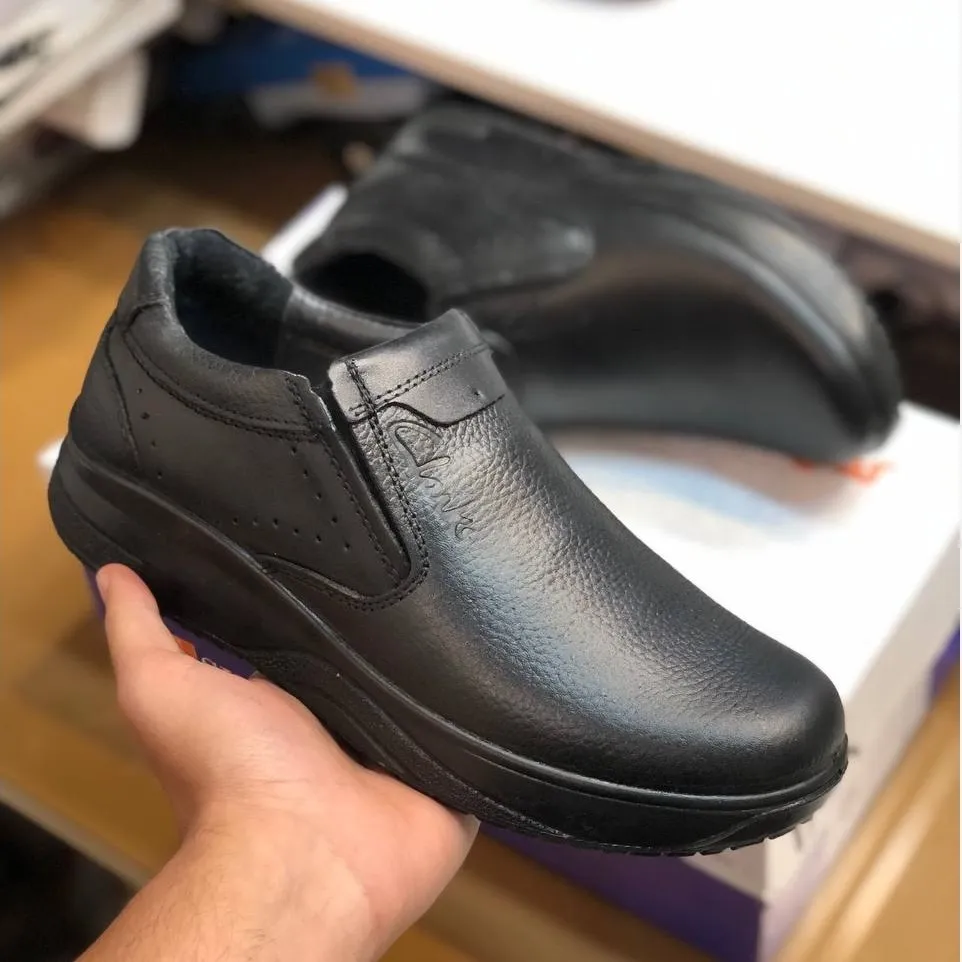 کفش مردانه تمام چرم طبیعی کد 1155 - طبی و راحت - مشکی