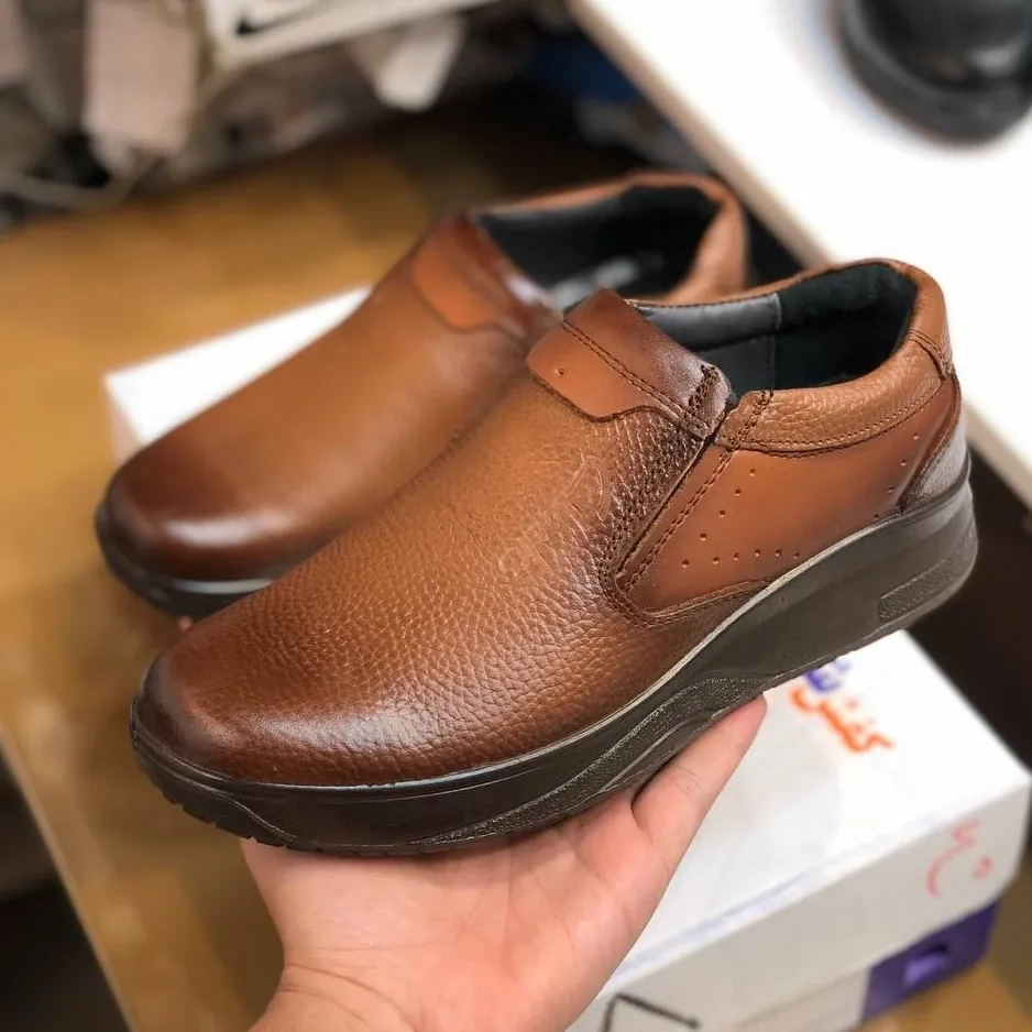 کفش مردانه تمام چرم عسلی طبی راحتی کد 152