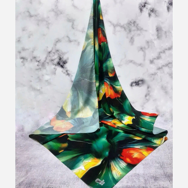 روسری طرح گل و پروانه با رنگ های خاص و جذاب | شال و روسری زنانه