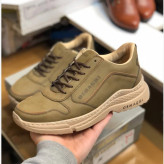 کفش اسپرت مردانه چرم صنعتی سبز زیتونی و کرم مدل OSHAGHI کد 123