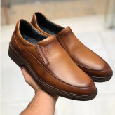 کفش چرم طبیعی مردانه مدل بی بند کلاسیک طبی و راحت قهوه ای