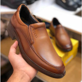 کفش چرم طبیعی مردانه مدل بی بند کلاسیک طبی و راحت قهوه ای