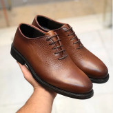 کفش مردانه چرم طبیعی قهوه ای شیک اداری و رسمی مدل 2023