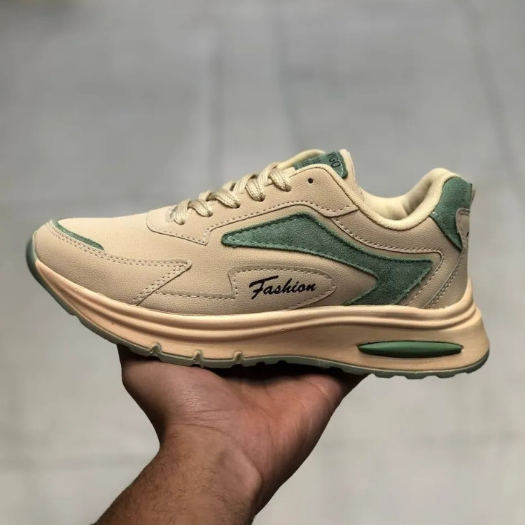 کفش اسپرت زنانه کرم سبز شیک و راحت مناسب پیاده روی و باشگاه