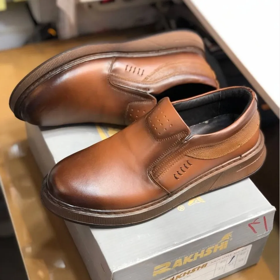 کفش چرم طبیعی مردانه مدل لوفر عسلی روزمره طبی زیره پیو نشکن