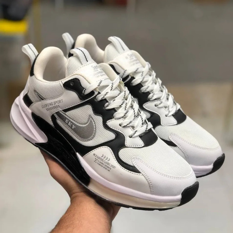 کتونی اسپرت مردانه سفید مشکی، کفش پیاده روی و روزمره، سایز 41 تا 44